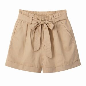 Women's Tan Belted Shorts